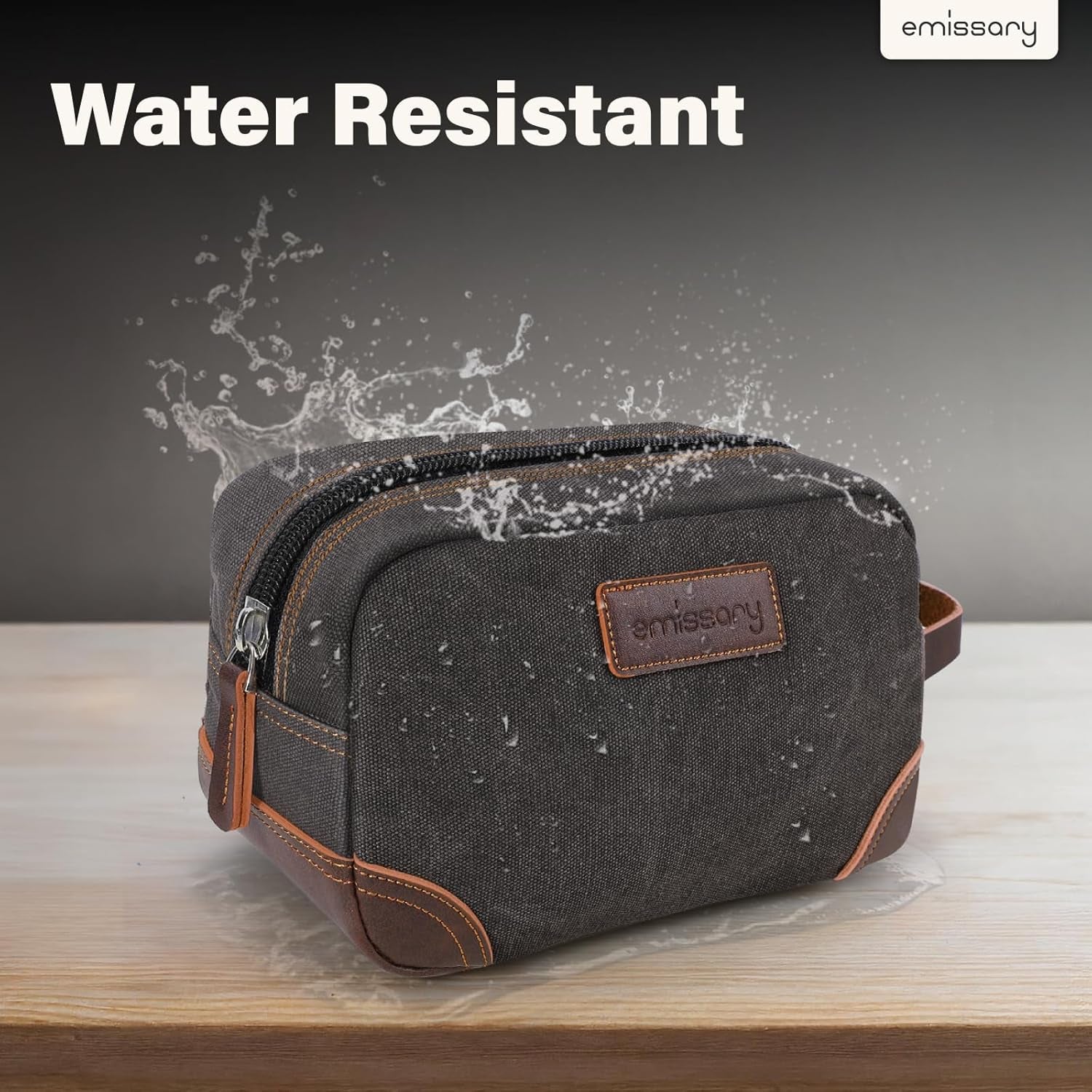 Travel Toiletry Bag for Men, Leather and Canvas Toiletry Bags, Dopp Kit for Men, Travel Bathroom Bag Men'S Shaving Kit, Travel Kit Small Bag for Men, Shaving Bag for Travel Accessories (Gray)
